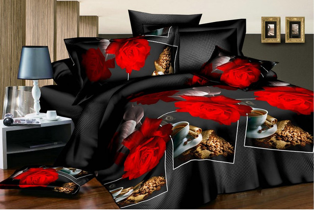 фотография евро размер постельное белье евро размер с красными розами