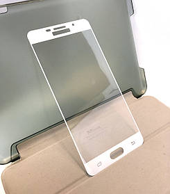 Samsung A7 2016, A710 захисне скло на телефон протиударне 3D White біле