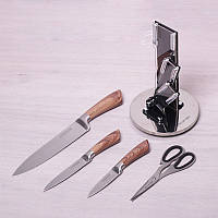 Набір ножів + ножиці на підставці 5 предметів Kamille 5049