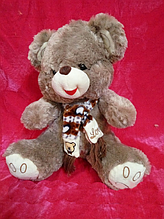 Веселий Ведмедик 38 см м'яка плюшева іграшка ведмідь в шарфі