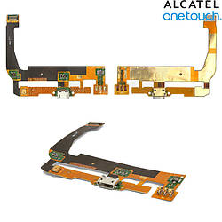 Шлейф для Alcatel One Touch 7047 POP C9 Bluish, конектора заряджання, з компонентами, оригінал