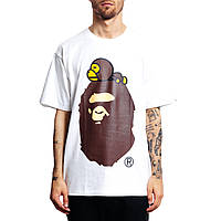 Біла футболка з принтом a bathing ape | bape