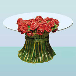 Журнальний скляний стіл для дому, кавовий столик Троянди