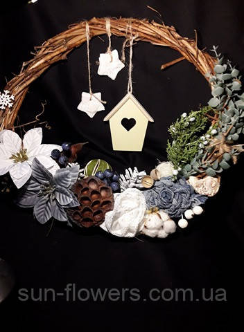 Новорічний вінок із лози декоративний, фото 1