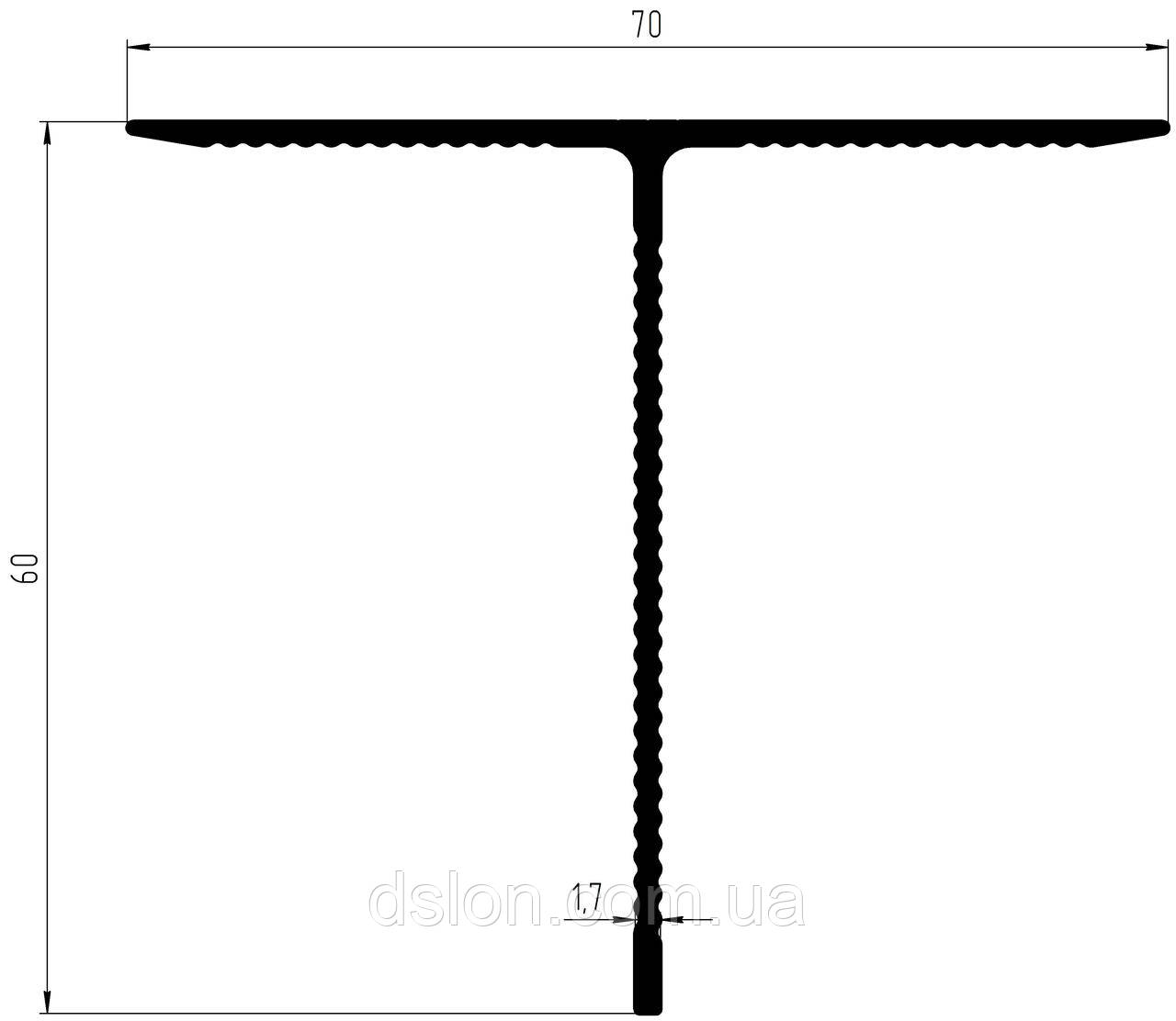 Тавр алюминиевый 70*60*1,7 мм. рифленый - фото 2 - id-p240474005