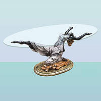 Журнальний скляний стіл скульптура, кавовий столик Балерина