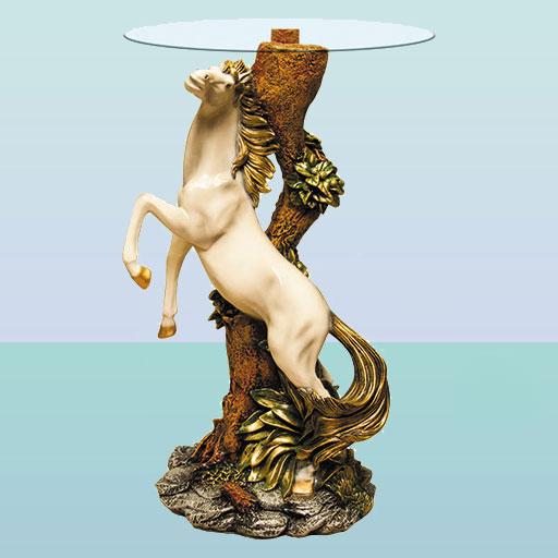 Журнальний скляний стіл, ексклюзивний кавовий столик Кінь (А) 
