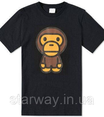 Чорна футболка a bathing ape | monkey logo