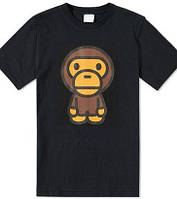 Чорна футболка a bathing ape | monkey logo