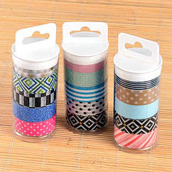 Декоративний Скотч, Мікс, Ширина: 15мм, 5котушок/набір