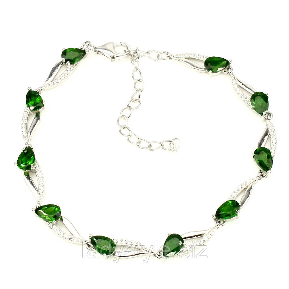 Срібний браслет із хромдіопсидами "Друїд", фото 1