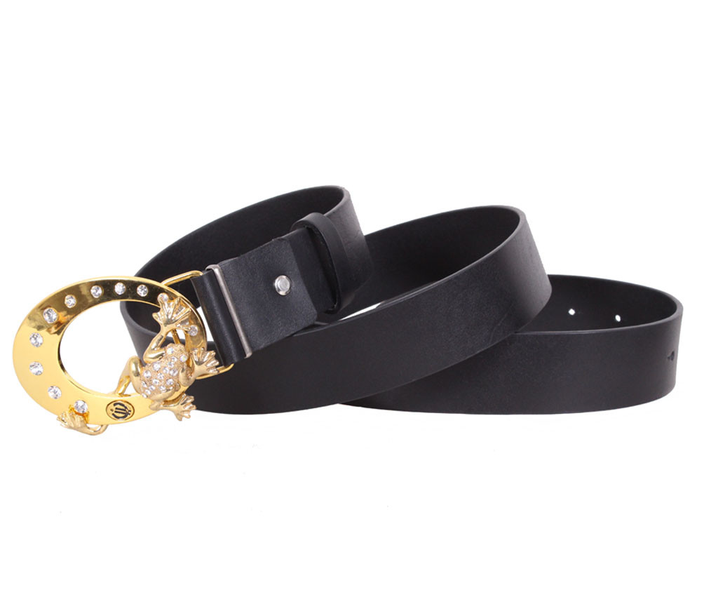 Жіночий ремінь з натуральної шкіри QS2203-7 чорний, фото 1