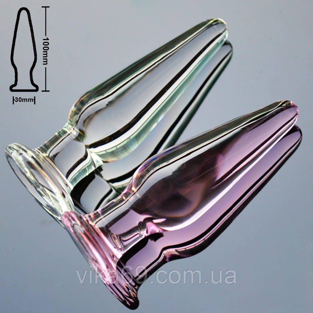 Анальна пробка  скло Pink and White