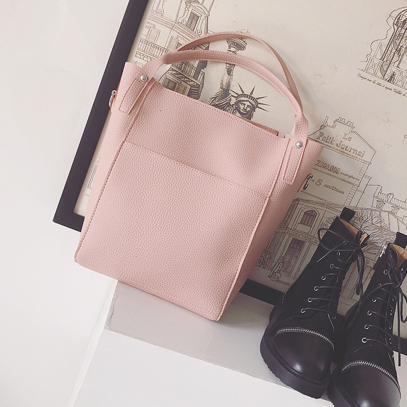 Жіноча сумка набір 4в1 + маленька сумочка і косметичка рожевий