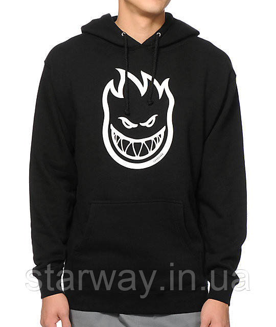 Худі spitfire white logo | чорна толстовка