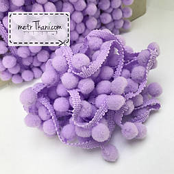 Тасьма з помпонами бузкового кольору d 10 мм