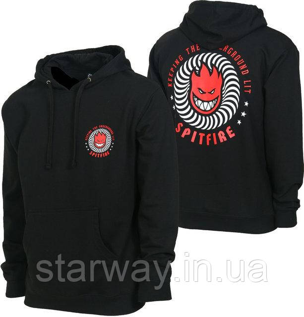 Худі spitfire logo | чорна толстовка | топ