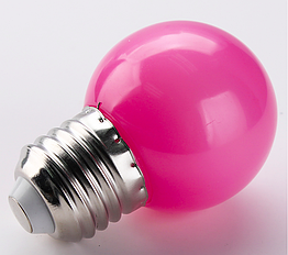 Лампочка світлодіодна рожева Е27 1,2Вт, G45-шар