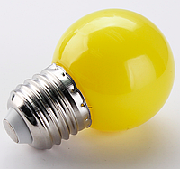 Лампочка светодиодная желтая E27 1,2Вт, G45 шар