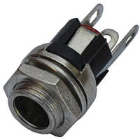 Гнездо питания 5,5\2,1мм, монтажное с гайкой, металл-пластик