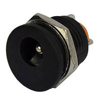 Гнездо питания 5,5\2,1мм круглое монтажное, пластик с металл. гайкой