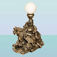 Настольная лампа. Декоративный светильник статуя Хотей на драконе