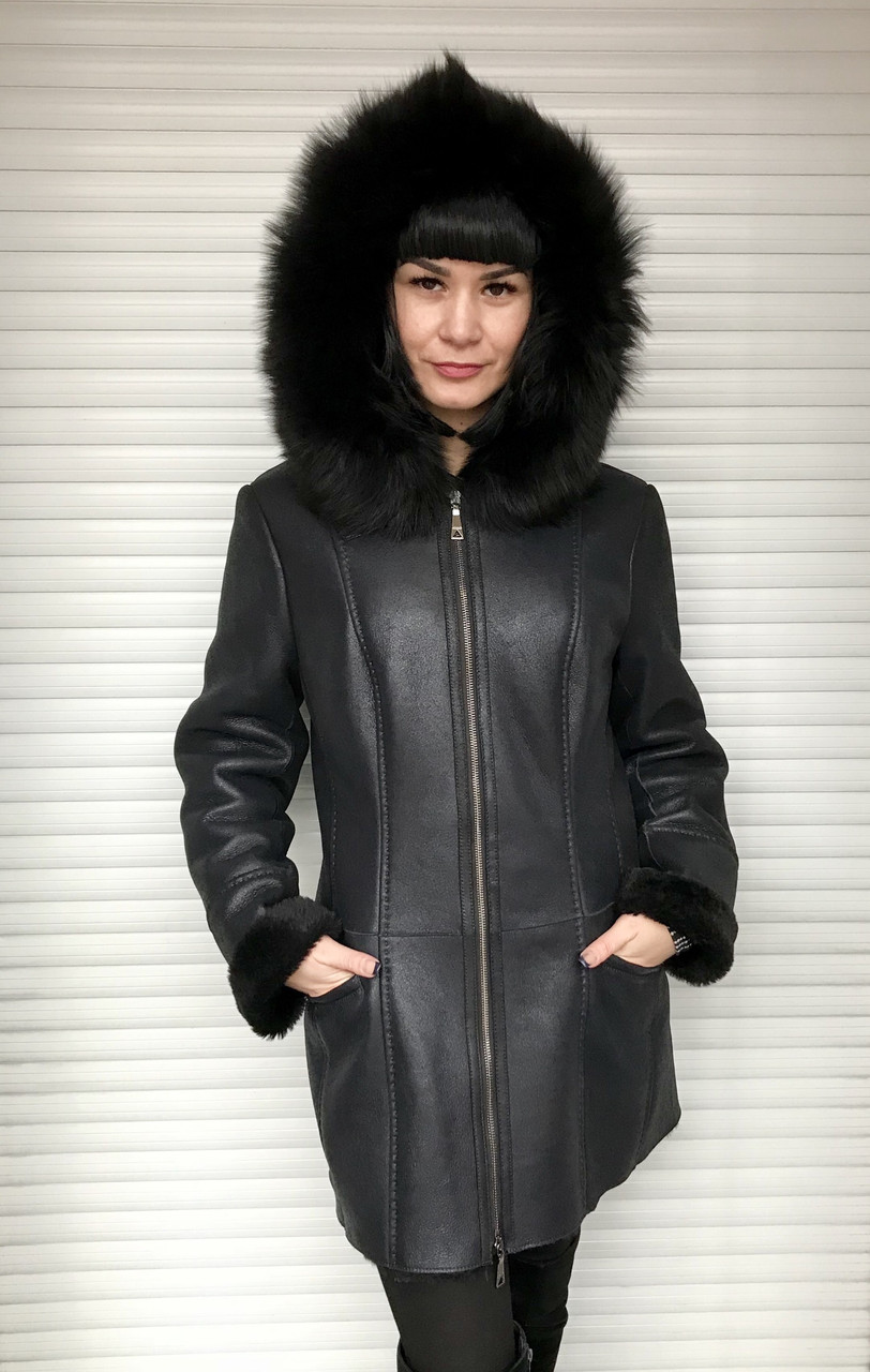 Дублянка натуральна Adamo з капюшоном