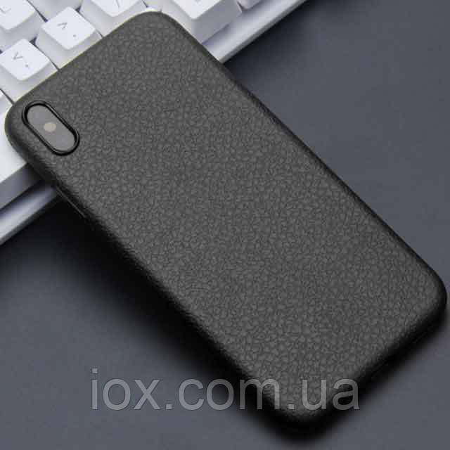 Чорний силіконовий чохол з текстурою шкіри для iPhone X