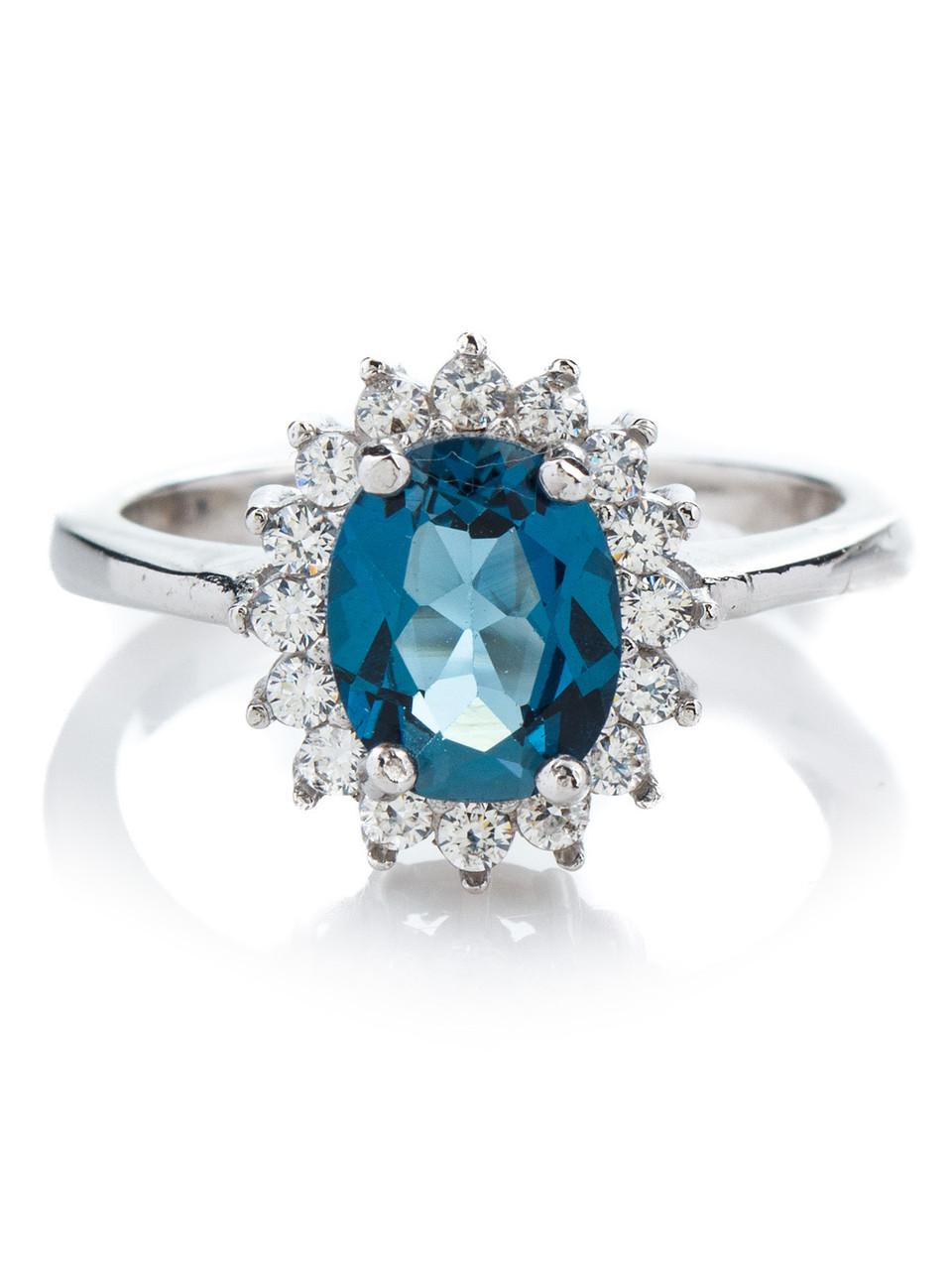 Каблучка срібна з топазом "London Blue" Т060-б, фото 1