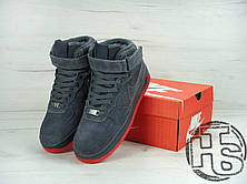 Чоловічі кросівки Nike Air Force 1 High VT Vac Tech Premium Winter Gray/Orange (з хутром) 472496-002, фото 2
