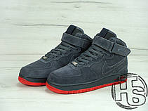 Чоловічі кросівки Nike Air Force 1 High VT Vac Tech Premium Winter Gray/Orange (з хутром) 472496-002, фото 2