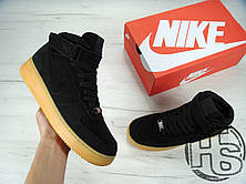 Мужские кроссовки Nike Air Force 1 High Black Suede (с мехом) 749266-001, фото 3