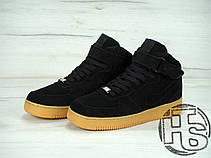 Мужские кроссовки Nike Air Force 1 High Black Suede (с мехом) 749266-001, фото 2