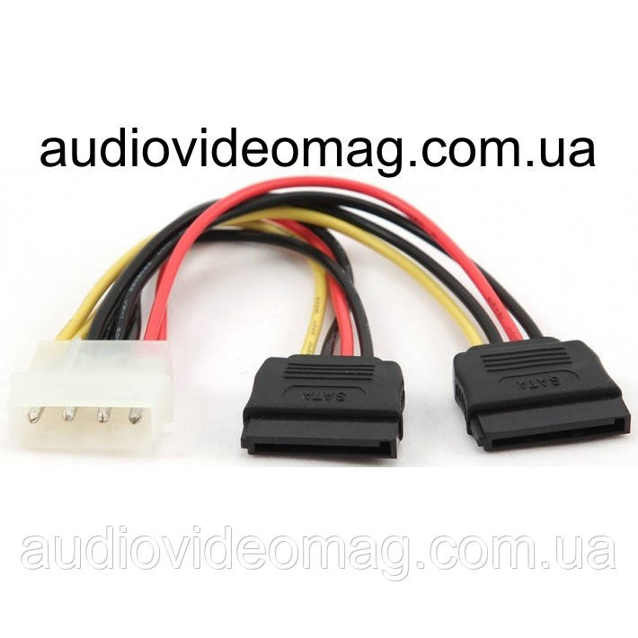 Кабель живлення, розгалужувач з Molex на 2 гнізда SATA 15 pin, фото 1