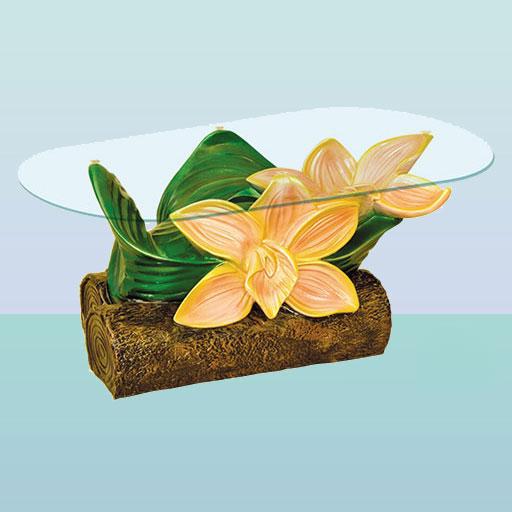 Скляний журнальний стіл (кавовий столик) Орхідея