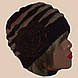 В'язана жіноча зимова шапка з квіткою коричневого кольору, фото 2