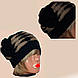 В'язана жіноча зимова шапка з квіткою коричневого кольору, фото 5
