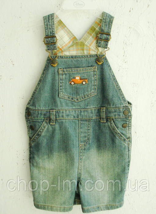 Короткий джинсовий комбінезон для хлопчика "Машинка" Crazy8 (дитячий комбез)