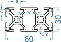 Алюминиевый станочный профиль 30х60