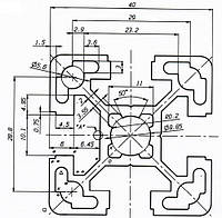 Алюминиевый станочный профиль 40х40