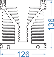 Алюминиевый радиаторный профиль 126x136