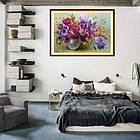 Алмазна вишивка, букет ірисів, 40х30 см, часткова викладка, фото 4