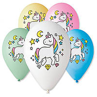 Повітряні кулі 12" з малюнком "Єдиноріг", 5 цв (100 шт/уп) Belbal