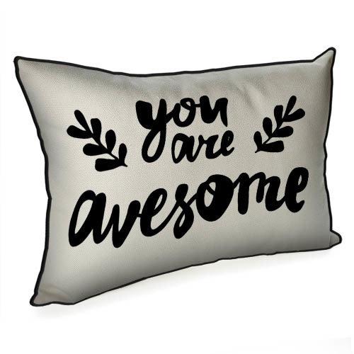 Подушка інтер'єрна з мішковини You are awesome 45x32 см (43PHB_18L003_WH), фото 1