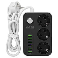 Подовжувач з USB роз'ємами Ldnio 3 Power Socket 3.4 A 6usb (SE3631)