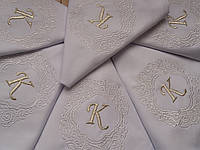 Набор эксклюзивных фамильных салфеток из хлопка с вышивкой ручной работы 6 шт