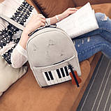 Рюкзак міський жіночий з еко шкіри Клавіші для дівчаток, дівчат (сірий), фото 5