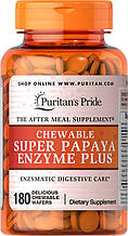 Травні ензими і ферменти, Puritan's Pride Chewable Super Papaya Enzyme Plus 180 Chewables