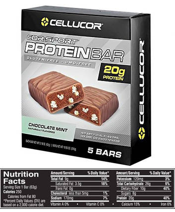 Протеїновий батончик Cellucor Cor-sport Chocolate Mint 5 шт., фото 3