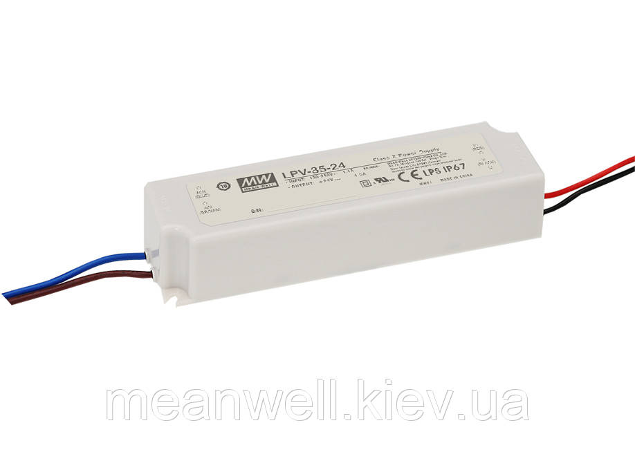 LPV-35-24 Блок живлення 24вольта Mean Well 36вт, 24в,1,5 А драйвера світлодіодів, фото 1